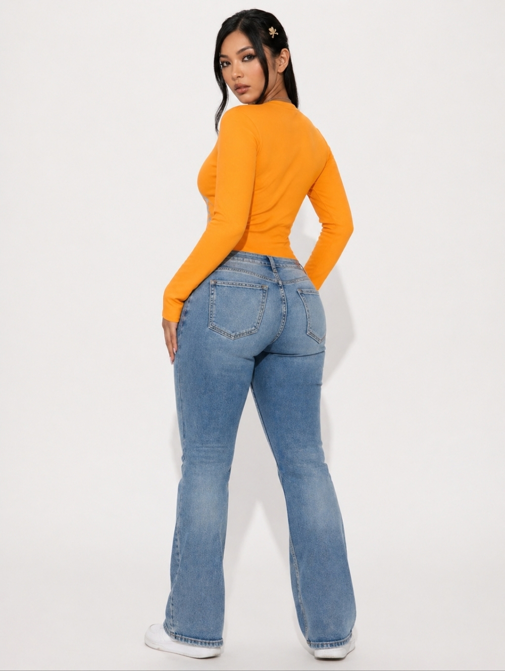 VON DUTCH Long Sleeve Bodysuit Orange Graphic Top NWT Long Sleeve Women's SMALL - Picture 4 of 6